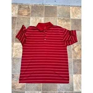 Champions Tour Mens Red Striped Short Sleeve‎ Golf Polo Shirt Size Large